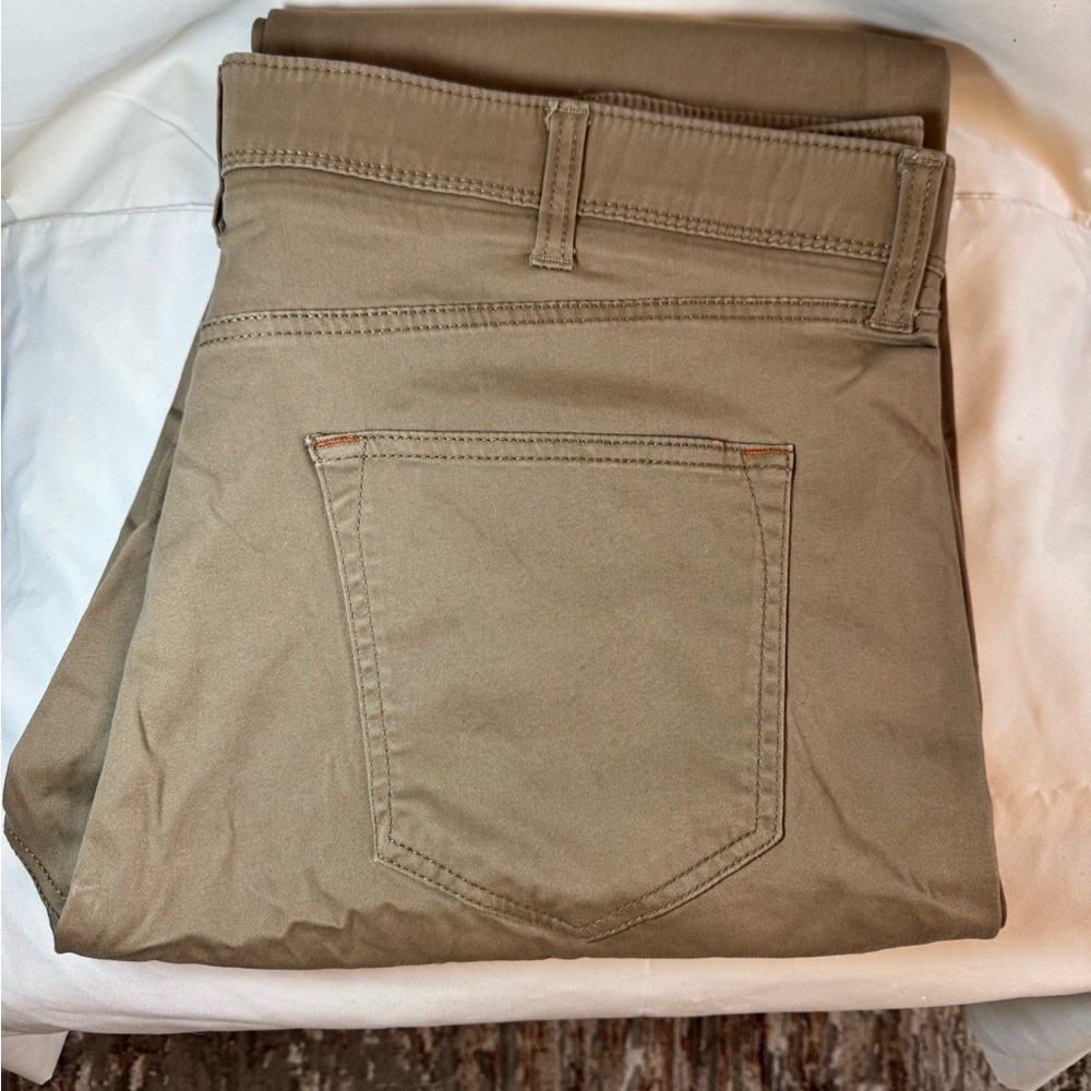 Weatherproof Vintage Slim Khaki Pants with Rust Waistband Detail